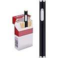 Slim Lighters USB Electric Lighter Rechargeable Windproof Flameless Cigarette Lighter Mini Protable No Gas Lighter (Black)