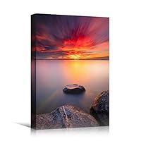 Canvas Wall Art Coastal Orange Photography Relax/Calm Romantics Sunset Warm - 12x18 inches