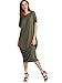Verdusa Women's Summer Casual Loose Long Dress Short Sleeve Pocket Maxi Dress Olive Green L