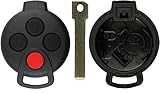 KeylessOption Keyless Remote Smart Car Uncut Blank Key Fob Case Shell Cover Housing For Smart Fortwo KR55WK45144