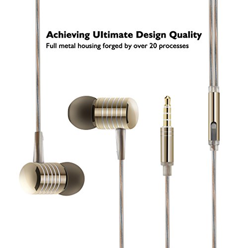 Headphones, HokoAcc In-Ear Earbuds Noise Isolation Headsets Heavy Bass Earphones with Microphone for iPhone Samsung iPad and Most Android Phones