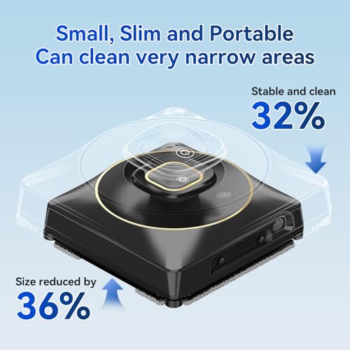 Jemyths Window Cleaning Robot with Voice Change, Automatic Window Robot with Intelligent Route Planning and Edge Detection System, 120 ml Tank, 4 Cleaning Modes for Various Window Types