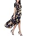 ROOSEY Floral Dresses, Women Boho Floral Printed Split Wrap Short Sleeve Maxi Long Dress