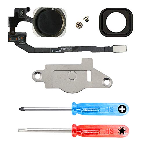 MMOBIEL Homebutton Replacement Compatible with iPhone 5S (Black) Home Button with Flex Incl. 2 x Screwdrivers