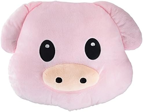 13" Emoji Smiley Emoticon Round Cushion Pillow Stuffed Cute Plush Soft Toy Panda Pig Devil Tongue Out Big Eyes Smiley Silly Cute Face Car Home Office (Pig)