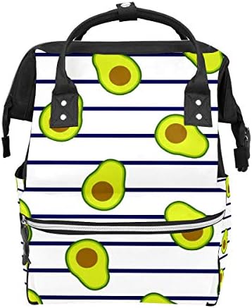 ママリュック アボガド ストライプ かわいい ミイラバッグ デイパック レディース 大容量 多機能 調整可能 男女兼用 耐久性 旅行用 定番キャンバス 収納 看護バッグ 防水 リュックサック