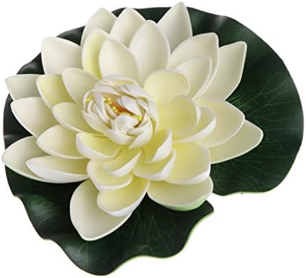 Bayeer Artificial Fake Floating Flowers Lotus Water Lily Plants Garden Pond Tank Decor (White)