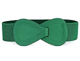 Lady Faux Leather 8 Shape Buckle Texture Corset Belt Green