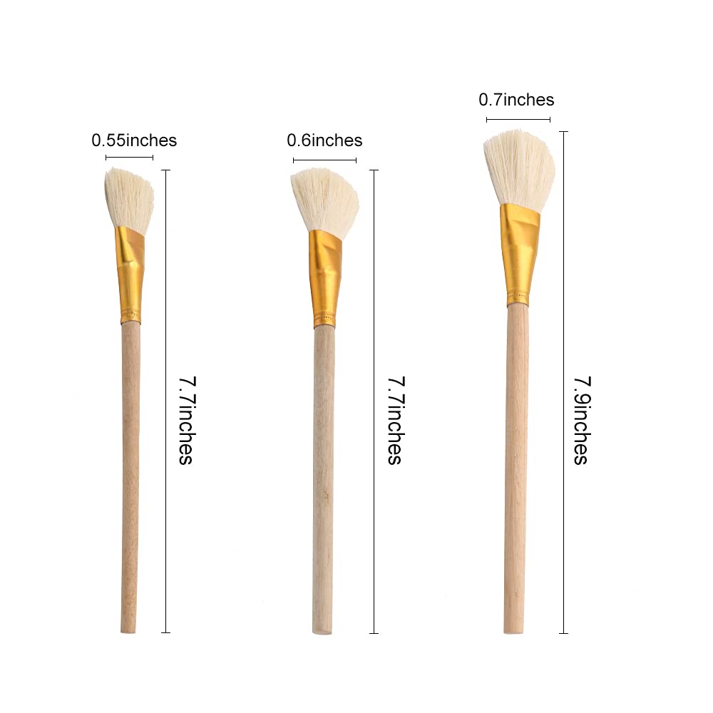 Gilding Brush Set, Goat Hair Brush, Leaf Sweeper, Paint Brush for Edible Gold Leaf, Gold Flakes, Gold Leaf Sheets 6 per Pack