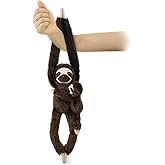 Hideekoog 2pcs Sloth Hanging Stuffed Animal Mother with Baby Hanging Plush Toys, Three-Toed Sloth Hooks and Stuffed Animals with Rings for Kids, Gifts for Boys and Girls
