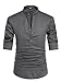 NITAGUT Men Henley Neck Long Sleeve Daily Look Linen Shirts (US S/Chest 34-37, Dark Grey)