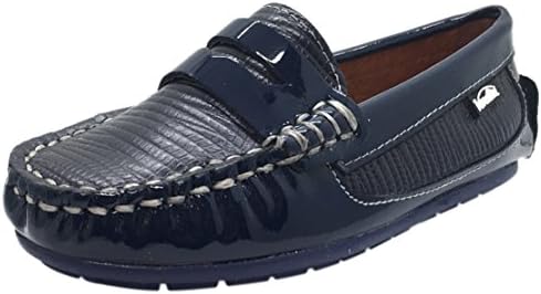 Venettini Boy's Mystic Textured Leather Patent Trim Slip On Moccasin Loafer 25 M EU/ 8.5 M US Toddler