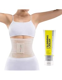 Slim Abs Cinturón Corsé Entrenador de Cintura con Crema de Adelgazamiento - Cintura Recortadora para Mujer y Termogénica Entrenamiento Gel Sudor