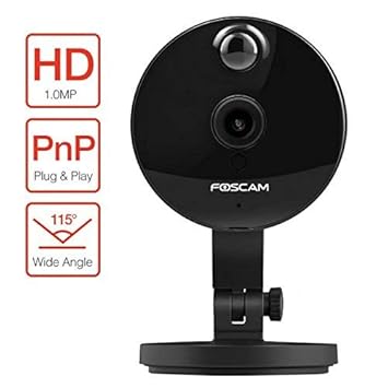 Foscam C1 Wireless IP Kamera | 720p HD ? 4GB MicroSD ? P2P | App | Bewegungsmelder | Nachtsicht | Plug And Play | Schwarz