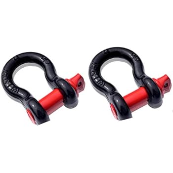 QIQU 2Pack 5/8inch D-Ring Shackle,Steel Shackle for Towing,Heavy Duty Forged Steel with 3.25ton Ton Capacity (5/8inch, Black with Red Pin)