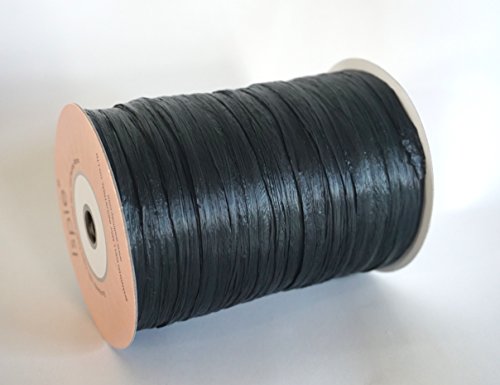 ISPIE Rayon Raffia Crochet Yarn 1/4" 100-Yard Black