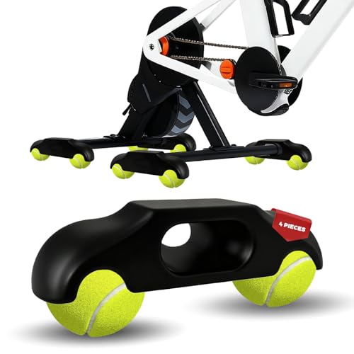 Pack of 4 Rocker Plate Feet, Indoor Cycling Snap Rocker Feet Adapter, Portable Rocker Plate Bicycle Trainer, Tennis Ball Feet for Wahoo Kickr Core 2 Roller Trainer, with 8 Tennis Balls