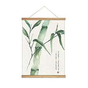 Wooden Framed Hanging Poster Bamboo Wall Picture Canvas Artwork for Home Decoration Ready to Hang - 18"x24" inches