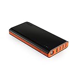 EasyAcc 20000mAh Power Bank QC 3.0 Quick Charge Portable Phone Charger with Dual USB Inputs and Four Outputs - Black & Orange