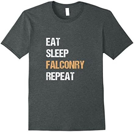 Mens Falcon Trainer Shirt Eat Sleep Falconry Repeat Tee Large Dark Heather