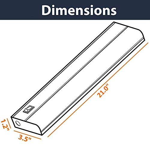 Hardwired LED Under Cabinet Task Lighting - 14 Watt, 21", 4000K (Cool White), Wide Body, Long Lasting Metal Base with Frost Lens