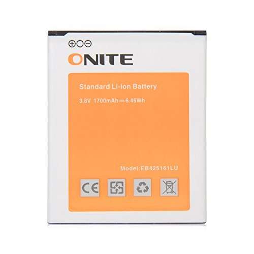 Onite 1700mAh Li-ion Battery For Samsung Galaxy S III Mini, S3 Mini, I8190, Samsung Galaxy Ace 2 i8160, Galaxy S Duos S7562, Galaxy Exhibit SGH-T599, Replacement EB425161LU, EB425161LA Of Samsung Battery [24-Month Warranty]