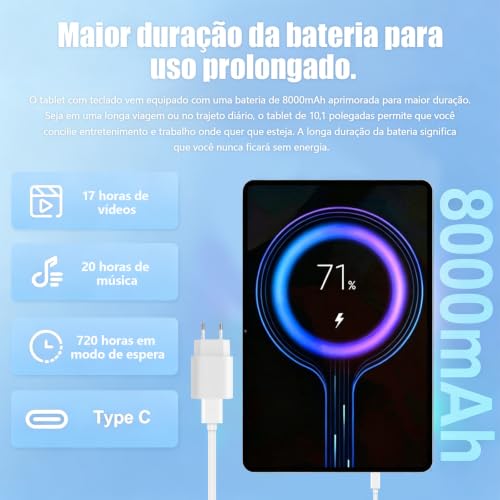 Tablet Xixaomiro S11 10.1" Android 15, 20GB + 256GB, acompanha película, caneta, mouse, teclado e fone de ouvido. Tela 1920x1200, Wi-Fi, câmera 13MP + 5MP, bateria 8000mAh – Cinza