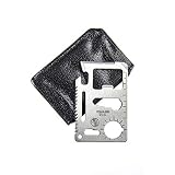 SE 11-Function Stainless Steel Survival Pocket Tool - Compact, Credit Card-Sized Multi-Tool with Leatherette Case - Ideal for Camping, Hiking, and Outdoor Activities- MT908-1