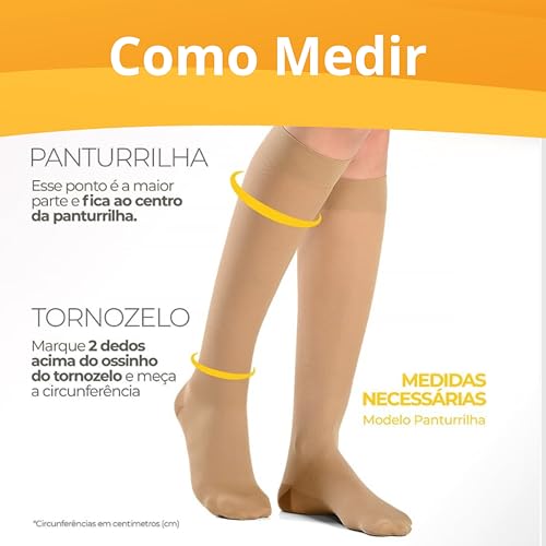 Meia de Compressão Feminina 3/4 Panturrilha Alta 20-30 mmHg ATTIVA Sem Ponteira Natural - Alívio Pernas Cansadas, Prevenção Varizes e Trombose, Conforto Dia a Dia e Viagens, Meia Elástica