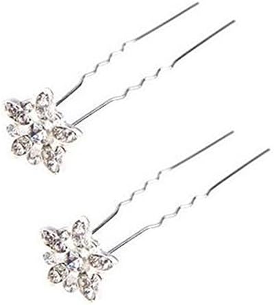 dolly2u 10PCS Beautiful Rhinestone Flower Hair Decoration Hair Pin Clip For Ladies, Whit