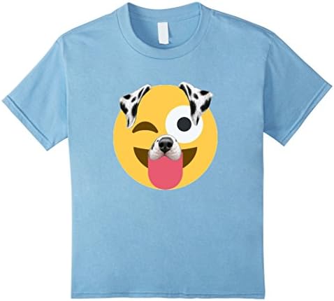 Kids Funny Dalmation Face Emoji T-Shirt 8 Baby Blue