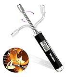 Electric Arc Lighter USB Rechargeable Flameless Windproof Candle Lighter with 360° Extended Flexible Neck for Candle Camping Grilling BBQ Gas Stoves Cigarette and Fireworks, No Spark & Smell