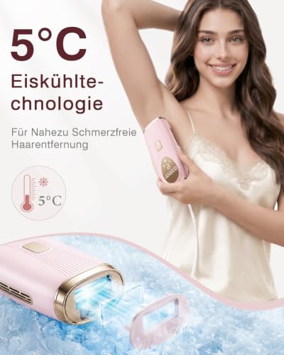 TIIMAGIC IPL Geräte Haarentfernung – 5℃ Eiskühlkontakt Schmerzfreie Haarentfernungsgerät zu Hause und Langanhaltende Ergebnisse, 86% Haarreduktion in 3 Wochen für Körper Gesicht Bikini Achseln Beine