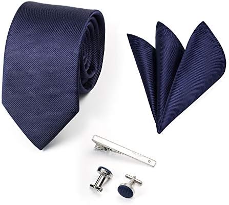 ZOEON Men's Necktie & Pocket Square Set with Cufflinks and Tiepin, Men's Tie Gift Box