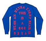 The Life of Pablo Tour Garnet Blue I Feel Like Pablo Ultra Light Beam Long Sleeve Kanye West Yeezy TLOP Merch Yeezus (Small)