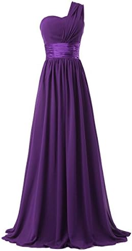 Ouman Women's Chiffon One Shoulder Bridesmaids Dresses X-Small Purple