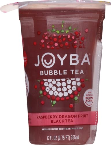 JOYBA RASPBERRY DRAGONFRUIT FLAVORED BLACK BUBBLE TEA, 12 FL OZ CUP