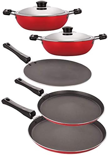 Nirlon Non-Stick Flat Base Gas Compatible Kitchen Essential Items, 5 Piece