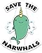 Unicorn Whale Sticker Decal Funny Save The Narwhals 4