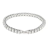 AOVR Hot Hip Hop CUBAN LINK CZ CRYSTAL Gold Silver Plated 5.5mm Fully Iced-Out Chain Bracelet (Platinum)