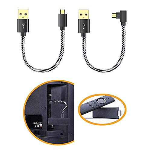 Oneme USB Power Cord for Fire Stick Power up Your Fire Stick Form Your TV's USB Port, USB Cable for Fire Stick, Chromecast, Roku Stick, 2 Pack 8 Inch (1 Straight 1 Angle)