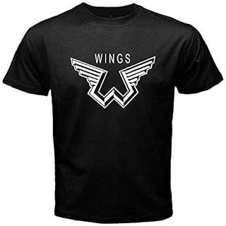 OF Paul McCartney Wings Logo The Beatles Men’s Black T-Shirt Size S to 3XL - Les Beatles, Paul McCartney, John Lennon, RIngo Starr, George Harrison