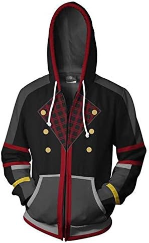 Unizero Mens Slim Fit Jacket - Kingdom Hearts Zip-up Hoodie Cosplay Costume
