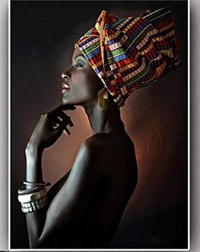 xuhpiar African Art Woman Painting Original Handmade Canvas Painting Modern Art Acrylic Mural On Canvas Suitable For Bedroom Living Room 40X50Cm