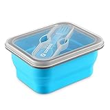 Zanmini Collapsible Lunch Box, Silicone Food Storage Containers Eco Lunch Bento Box BPA-Free with Fork Spoon for Adults, Kids - Dishwasher Freezer Microwave Safe