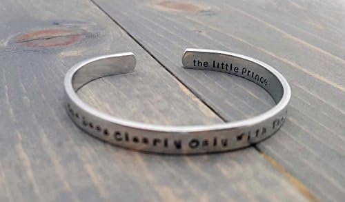 The Little Prince Bracelet, Literature Jewelry, Gift for Girls, Silver Cuff Bracelet