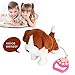 Woodyotime Voice Sensor Interactive Walking and Yapping Puppy Dog Electronic Animal Toys with Remote Control Leash