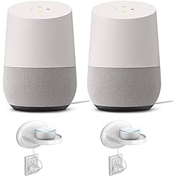 Google Home Smart Speaker w Assistant White/Slate 2 Pack + 2X Wall Mount