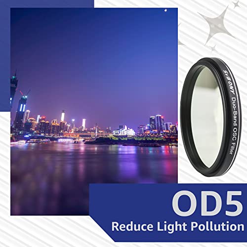 Svbony SV220 Astro Dual Narrowband Filter, 2 Inch 7nm H-Alpha OIII Filter, Against Light Pollution, Suitable for CMOS Colour Cameras, Telescopic Accessories for Astrophotography of Emission Nebulae