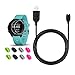 JIUJOJA for Garmin Forerunner 245/Approach S60 Charger, Charging Sync Data Cable and 2Pcs HD Tempered Glass Screen and 8Pcs Charger Port Protector for Forerunner 245 Music Smart Watch
